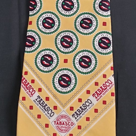 TABASCO Unique Yellow Tabasco Logo Brand Pepper Sauce Cotton Tie - Picture 2 of 3